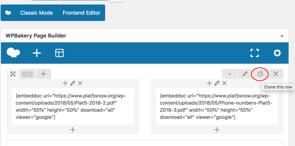 How to clone a row in WPBakery